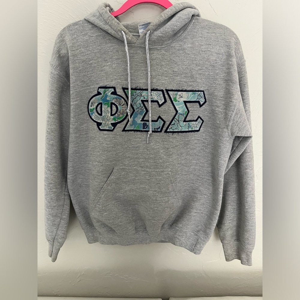 PHI SIGMA SIGMA sorority stitched letters gray sweatshirt
